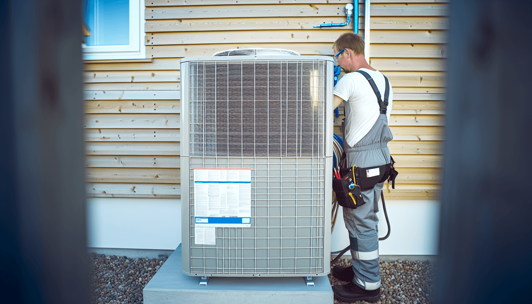 VVS installatør arbejder på varmepumpe installation