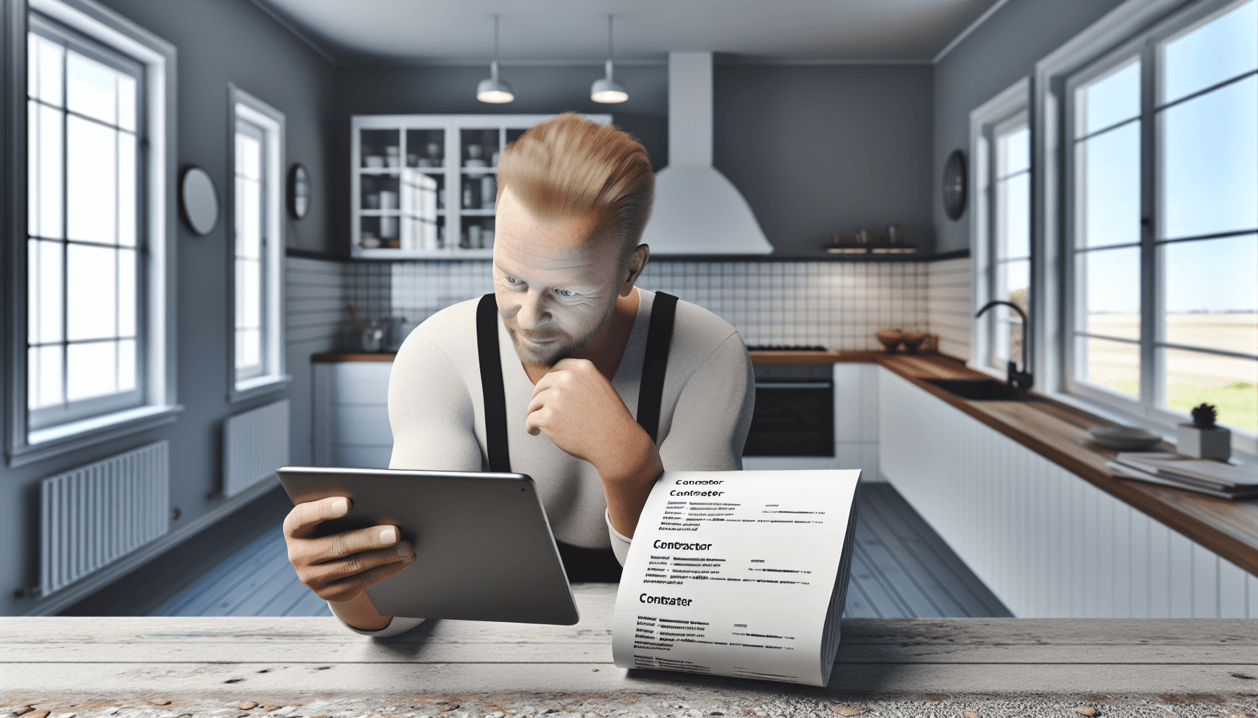 Boligejer sammenligner tilbud på tablet