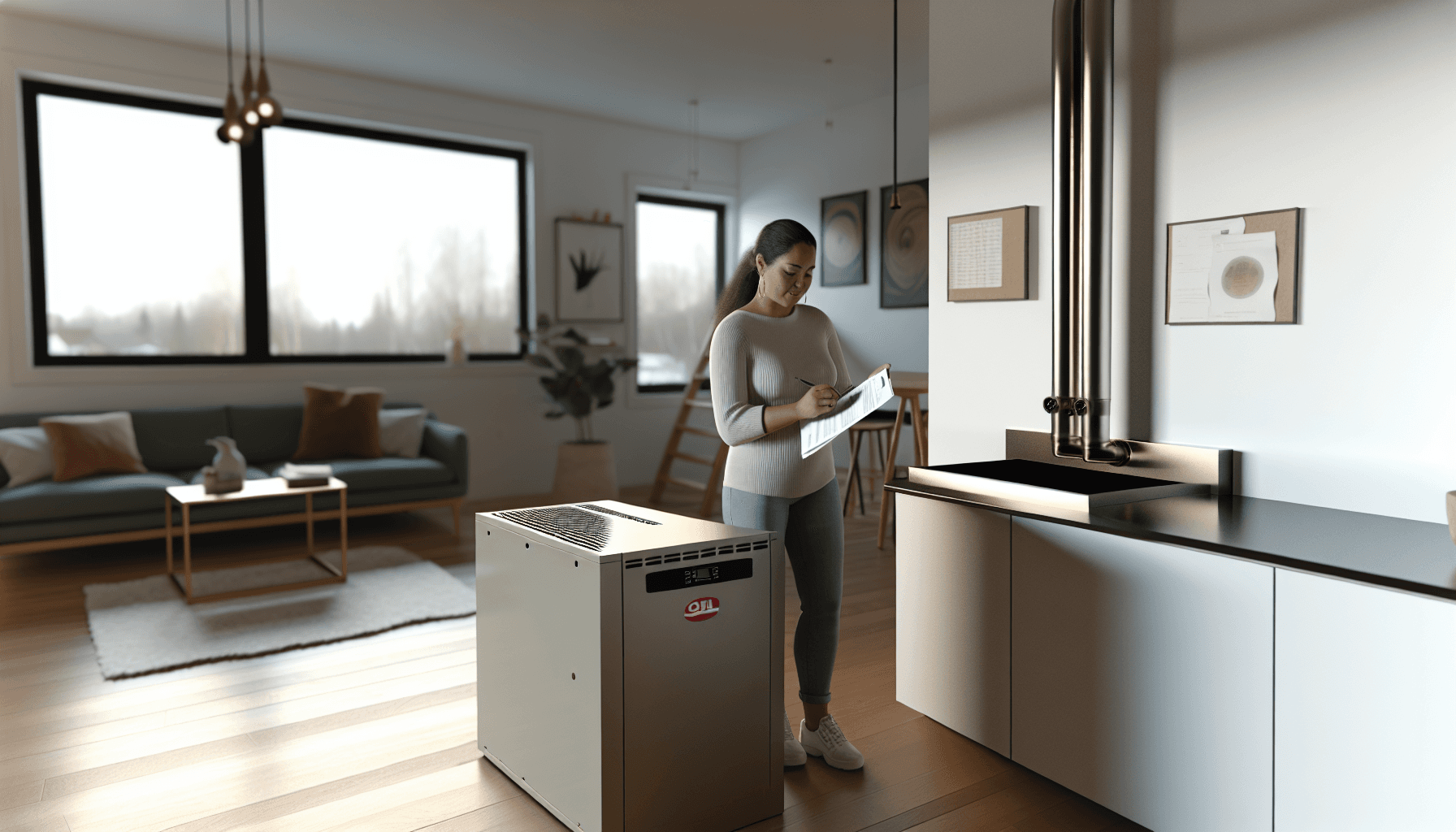 Håndværker udfylder dokumentation efter oliefyr installation