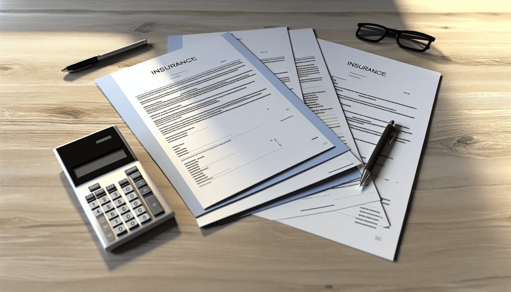 Oversigt over forskellige forsikringsdokumenter på dansk skrivebord
