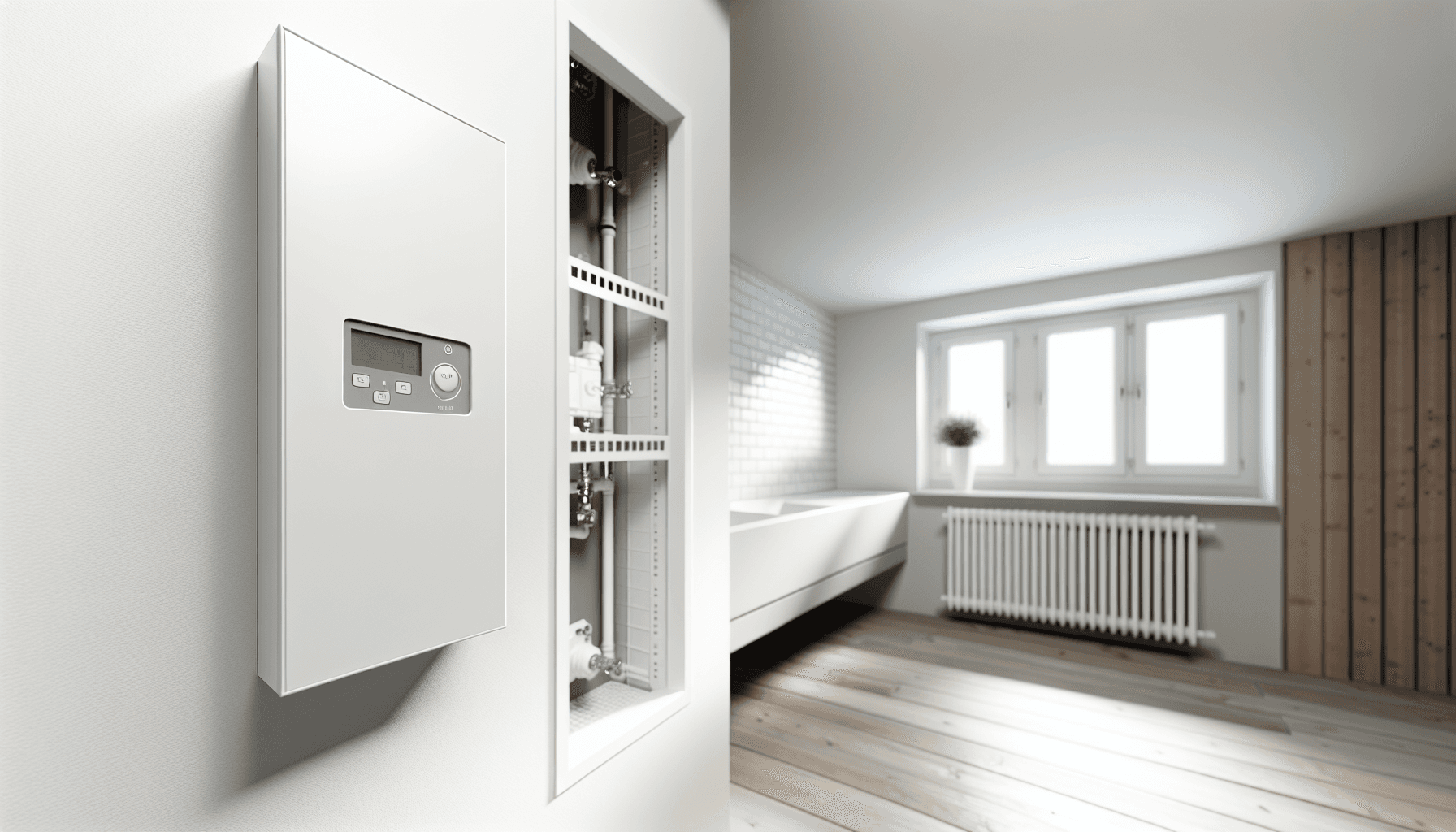 Moderne vandstop system installeret i dansk bryggers med synlige sensorer