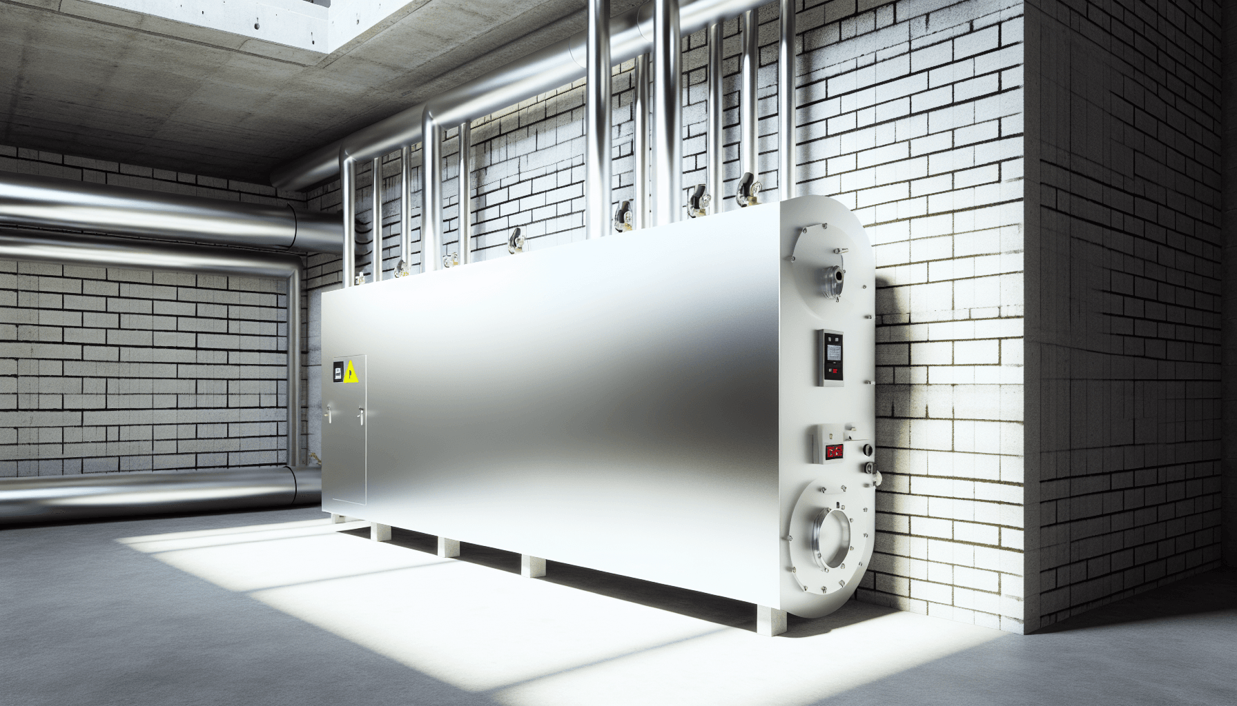 Moderne varmeveksler installeret i dansk kælder