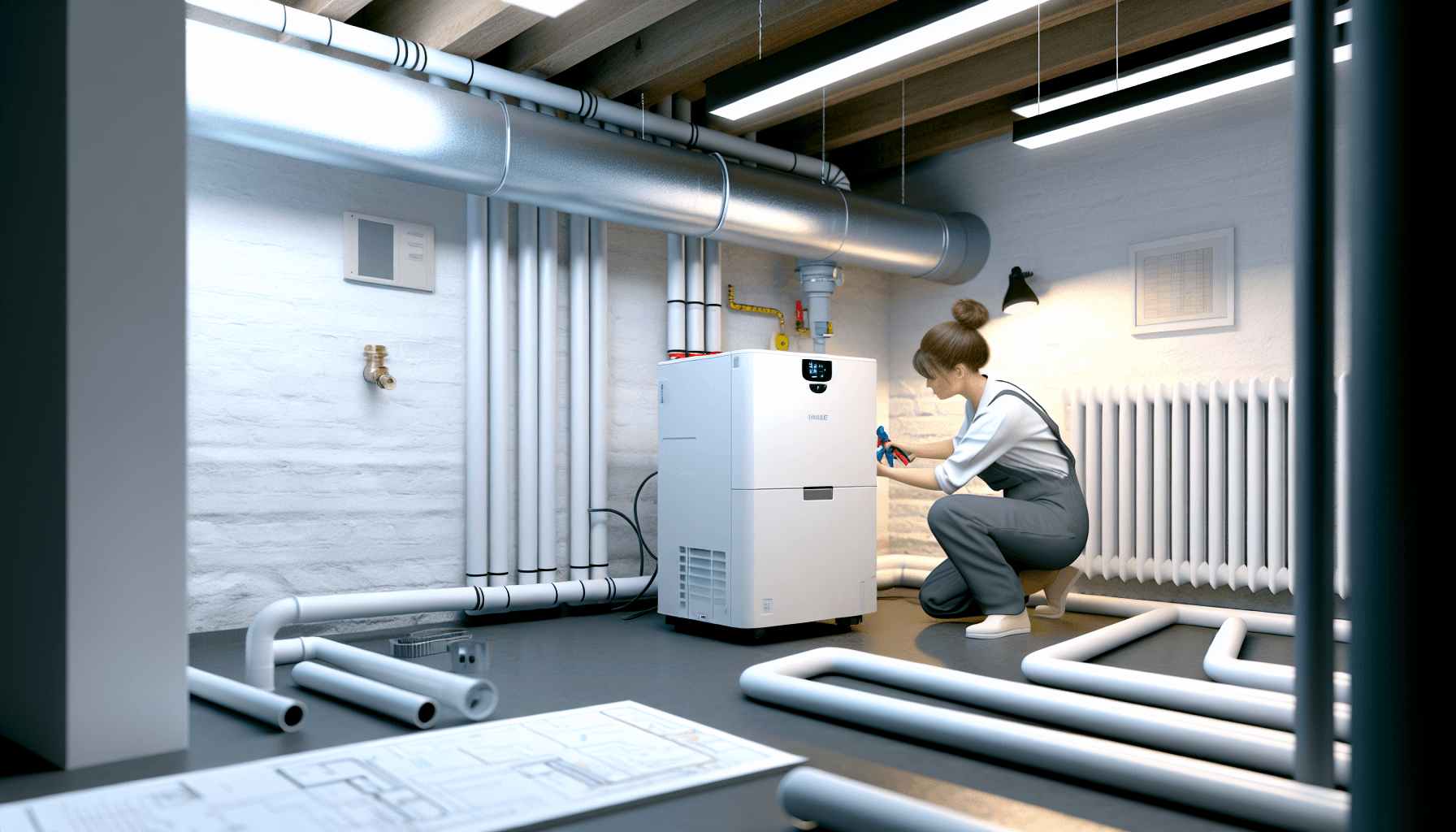 Moderne energieffektiv varmepumpe installation