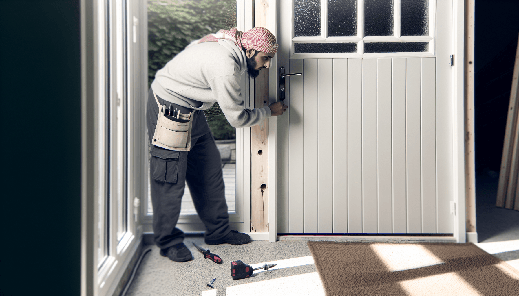 Håndværker installerer yderdør