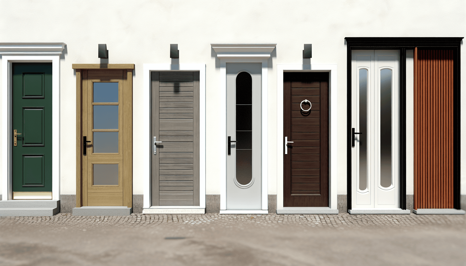 Forskellige yderdørsmodeller til sammenligning